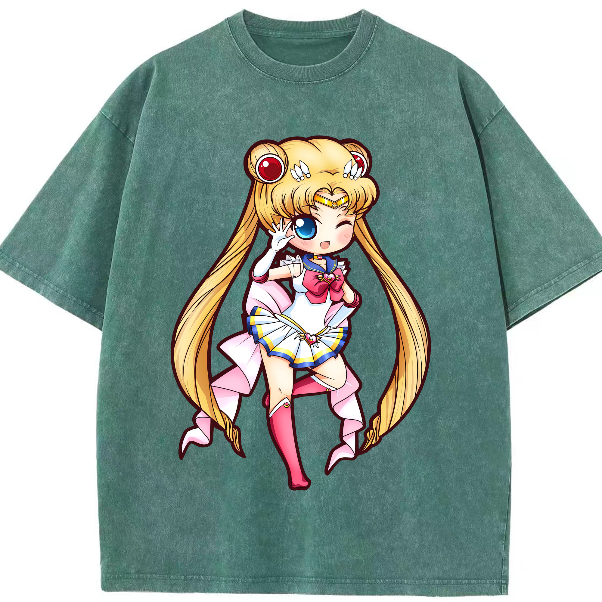 （画像用） 美少女戦士セーラームーン 月野 うさぎ つきの うさぎ Sailor Moon Tsukino Usagi 綿100% ヴィンテージ風 半袖Tシャツ（フロントプリント）